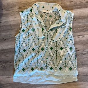 Sandro size 1 green sheer shirt